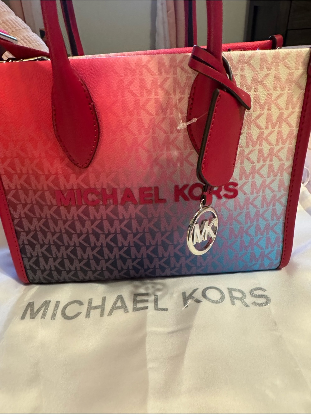Michael Kors Ombre Pink to Blue Signature Tote - Picture 2 of 9